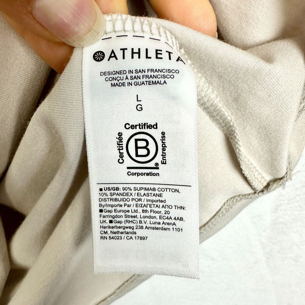 Athleta Essential Tee Dress Size Large NWT Lightweight Supima Beige Albalone - Picture 5 of 6